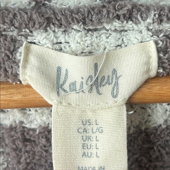 KAISLEY Anthropologie Womens Long Open Gray White Cozy Cardigan Size L - Picture 7 of 10